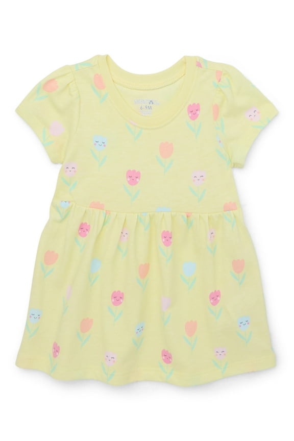 Baby Girl Short Sleeve Print Jersey Dress, Sizes 0-24 Months
