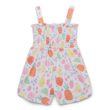 Garanimals Baby Girls Print Smocked Romper, Sizes 0M-24M