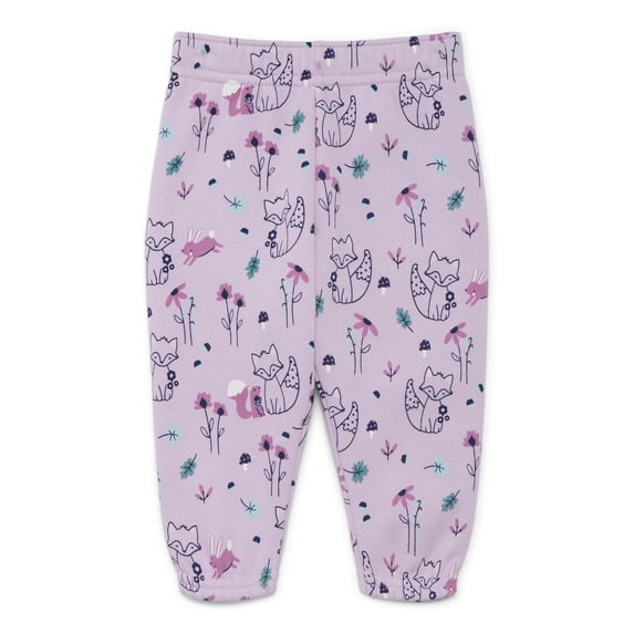 Garanimals Baby Girls Printed Fleece Joggers, Sizes 6M-24M