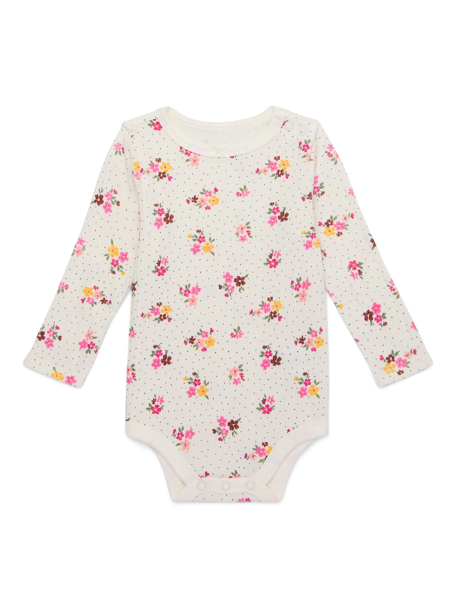 Garanimals Baby Girl Long Sleeve Scallop Neck Pointelle Bodysuit, Sizes