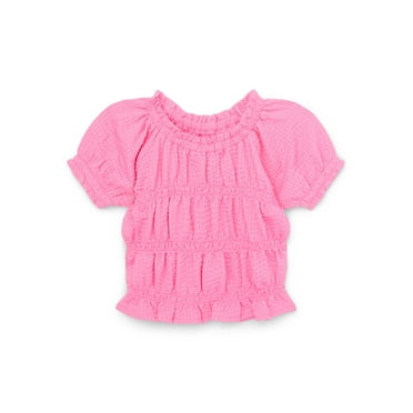 Garanimals Baby Girl Smocked Short Sleeve Top, Sizes 0-24 Months