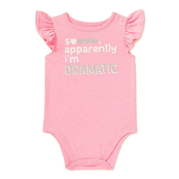Garanimals Baby Girls "So Apparently I'm Dramatic" Attitude Flutter Sleeve Bodysuit (0/3M-24M)