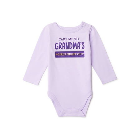 Garanimals Baby Girls "Take Me To Grandma's #Girls Night Out" Long Sleeve Bodysuit, 0/3M-24M