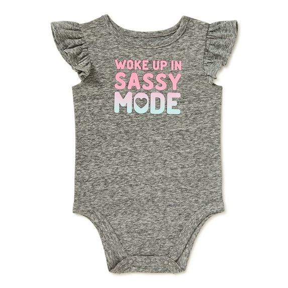 Garanimals Baby Girls "Woke Up In Sassy Mode" Attitude Flutter Sleeve Bodysuit (0/3M-24M)