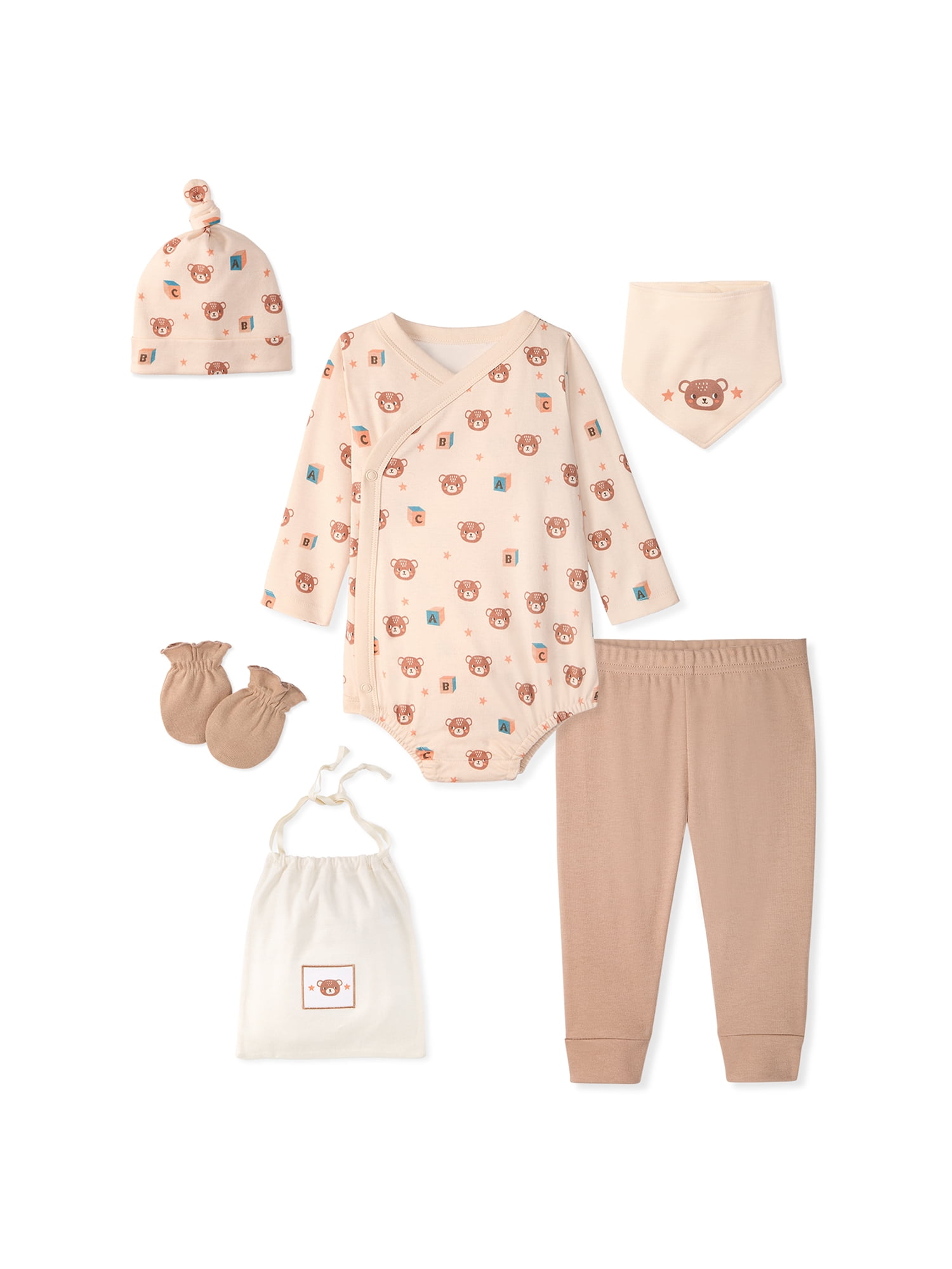 Newborn & Baby 100% Cotton Newborn Essentials Set, Sizes Newborn–9M, 5-Piece