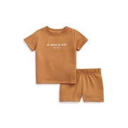 Garanimals Baby Short Sleeve French Terry T-Shirt & Shorts Outfit Set, Sizes 0-24 Months