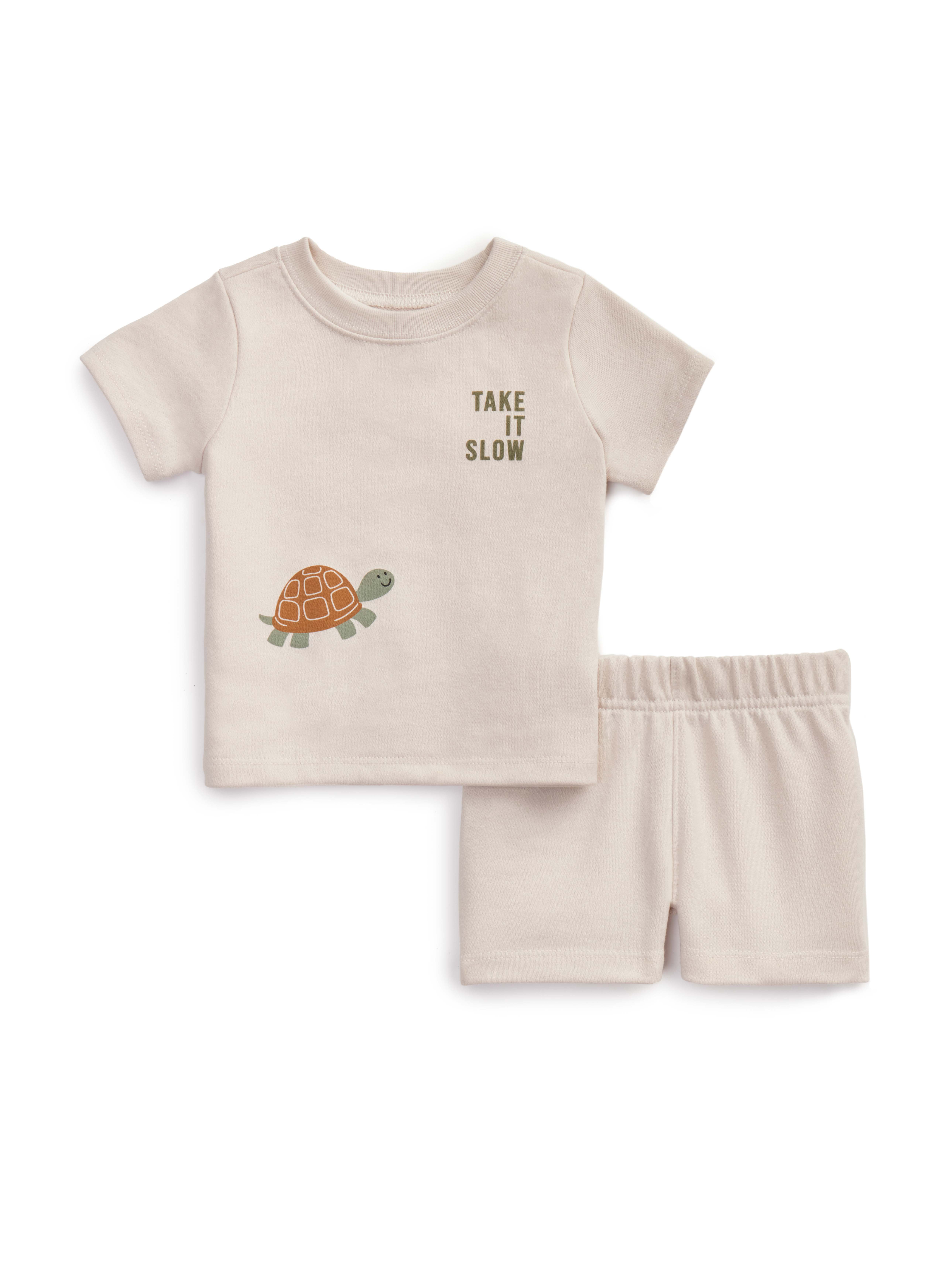 Garanimals Baby Short Sleeve French Terry T-Shirt & Shorts Outfit Set, Sizes 0-24 Months