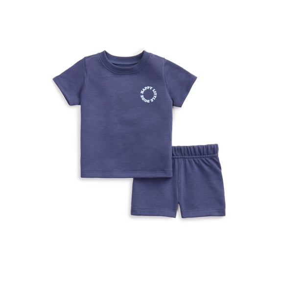 Garanimals Baby Short Sleeve French Terry T-Shirt & Shorts Outfit Set, Sizes 0-24 Months
