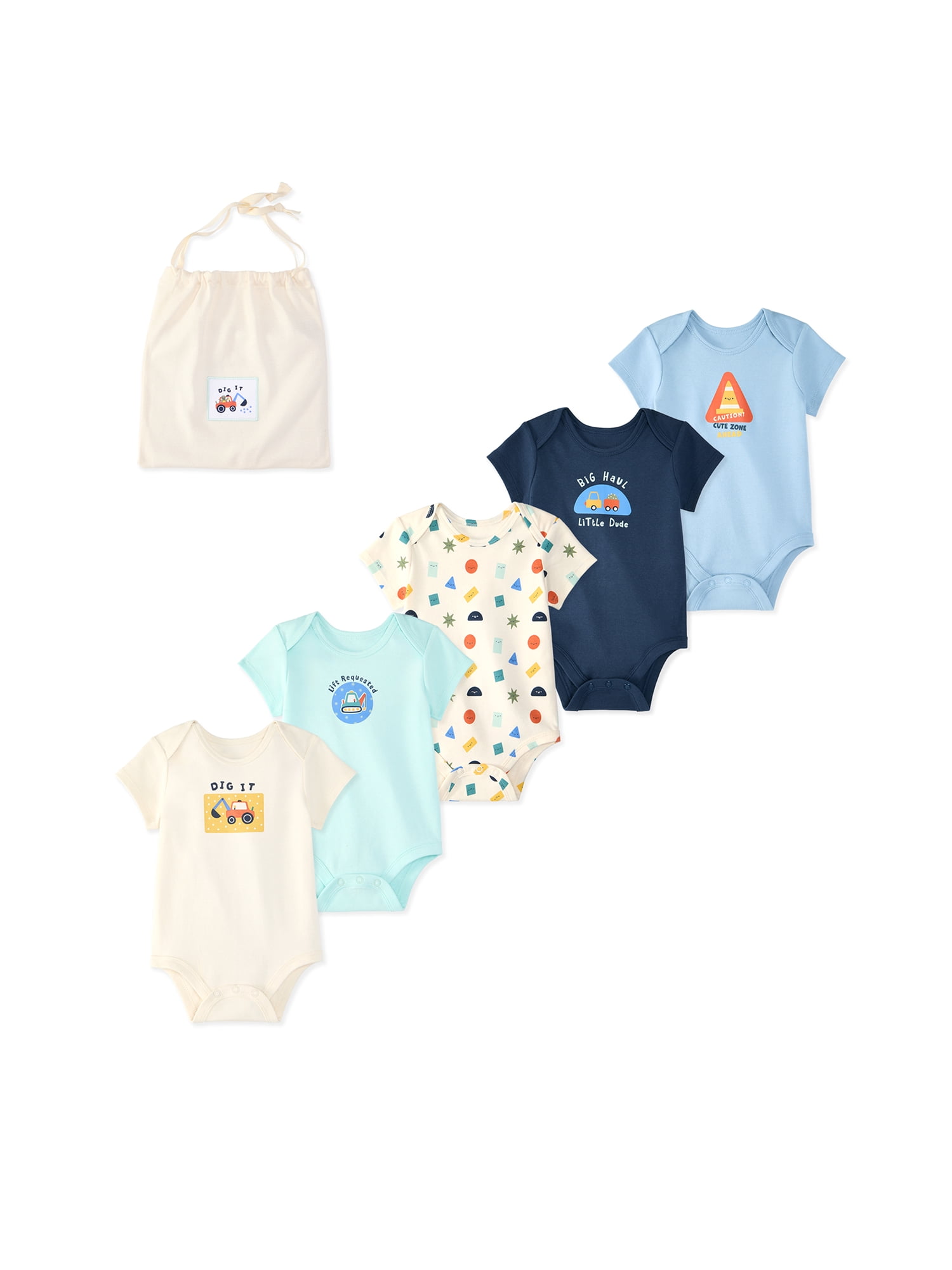 Garanimals Newborn & Baby 100% Cotton Short Sleeve Bodysuits, Sizes 0–18M, 5-Pack