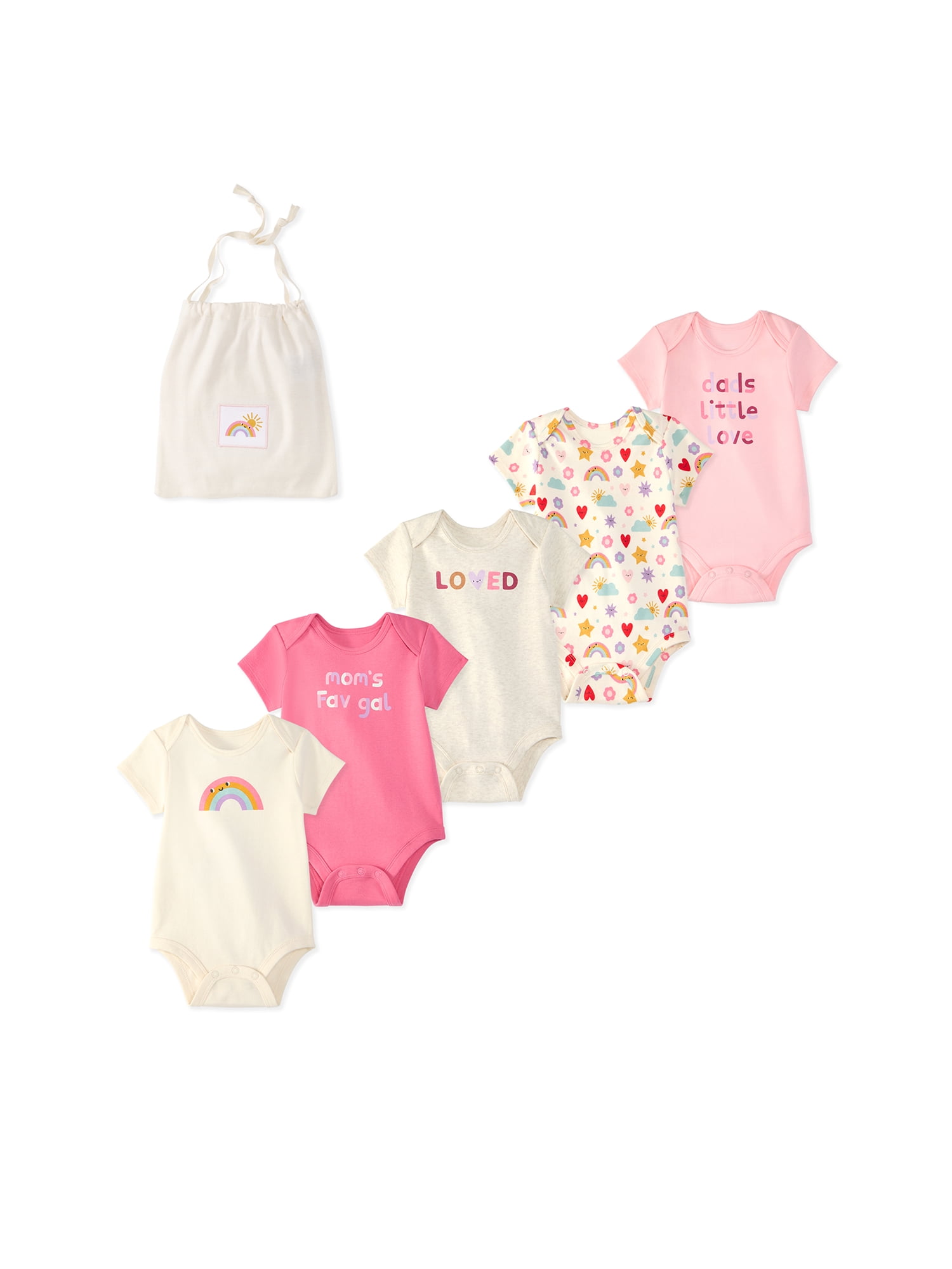Garanimals Newborn & Baby 100% Cotton Short Sleeve Bodysuits, Sizes 0–18M, 5-Pack