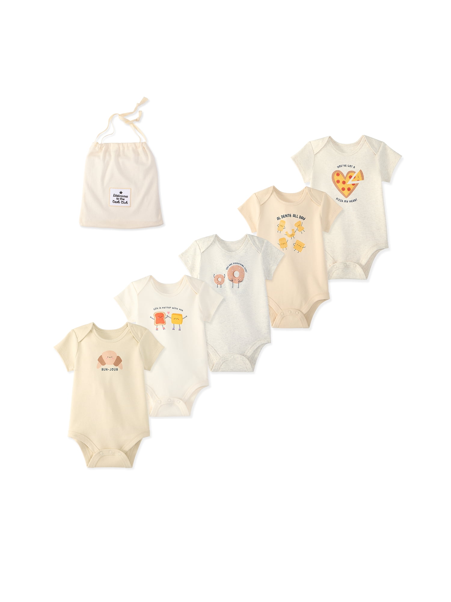 Garanimals Newborn & Baby 100% Cotton Short Sleeve Bodysuits, Sizes 0–18M, 5-Pack