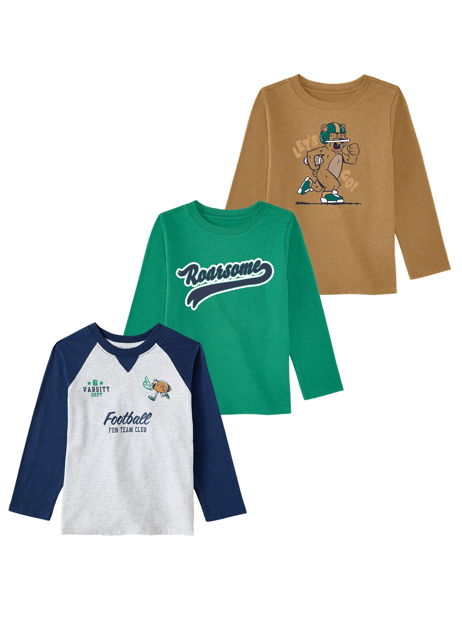 Baby & Toddler Boys Long Sleeve Shirts, Single & 3-Pack, Sizes 0-6T