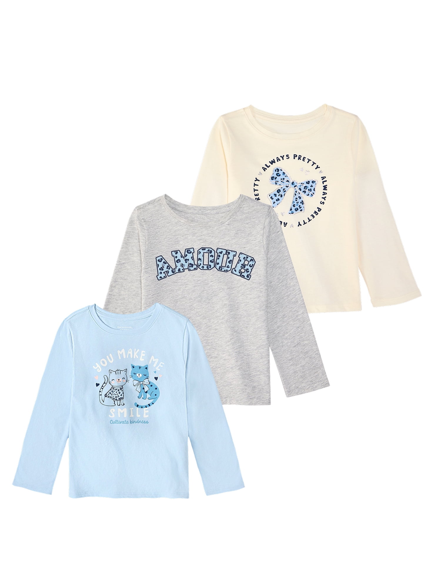 Garanimals Baby & Toddler Girl Long Sleeve Shirts, Single & 3-Pack, Sizes 0-6T