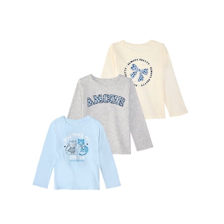 Garanimals Baby & Toddler Girl Long Sleeve Shirts, Single & 3-Pack, Sizes 0-6T