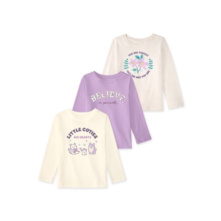 Garanimals Baby & Toddler Girl Long Sleeve Shirts, Single & 3-Pack, Sizes 0-6T