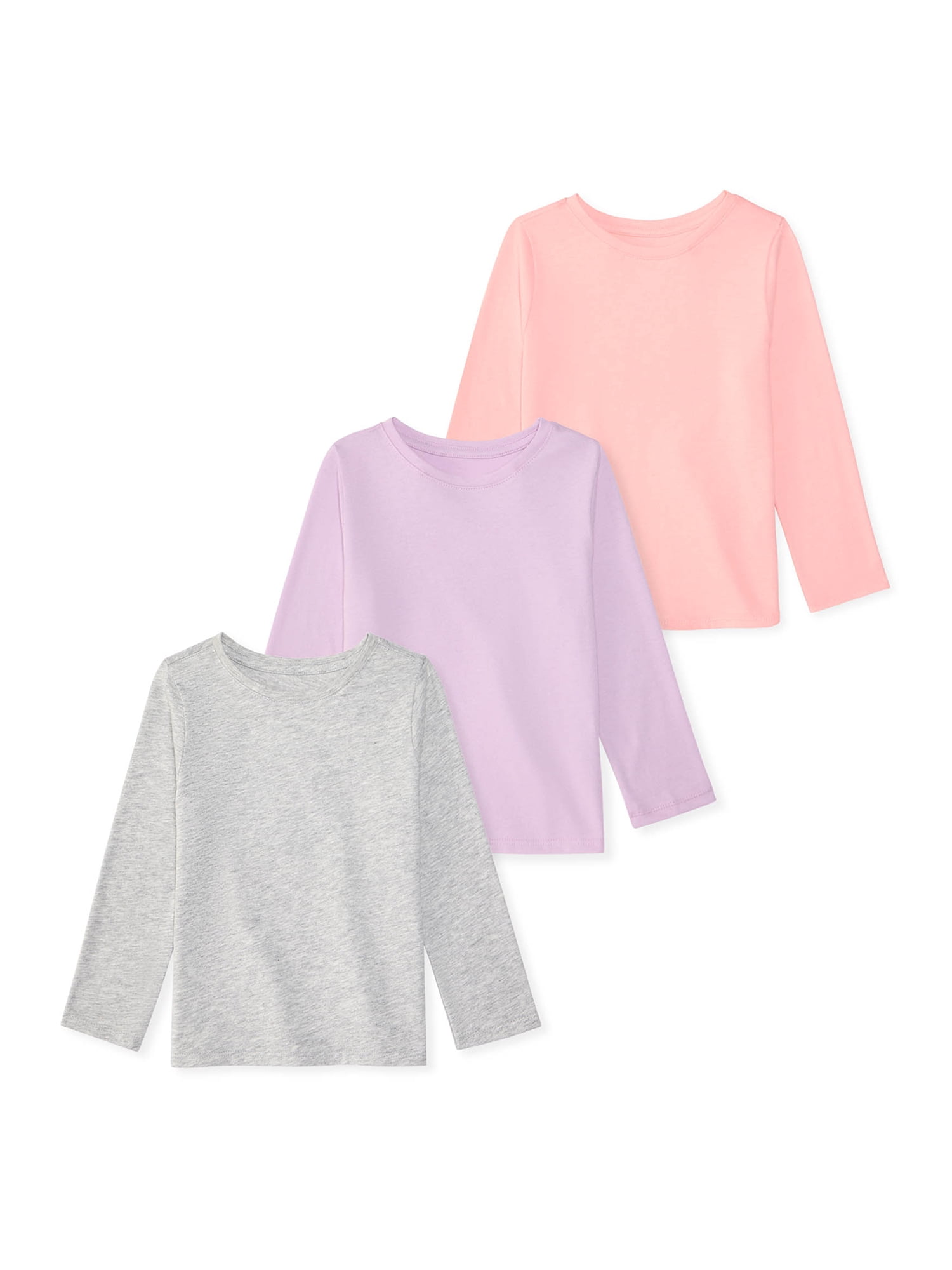 Garanimals Baby & Toddler Girl Long Sleeve Shirts, Single & 3-Pack, Sizes 0-6T