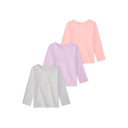 Garanimals Baby & Toddler Girl Long Sleeve Shirts, Single & 3-Pack, Sizes 0-6T