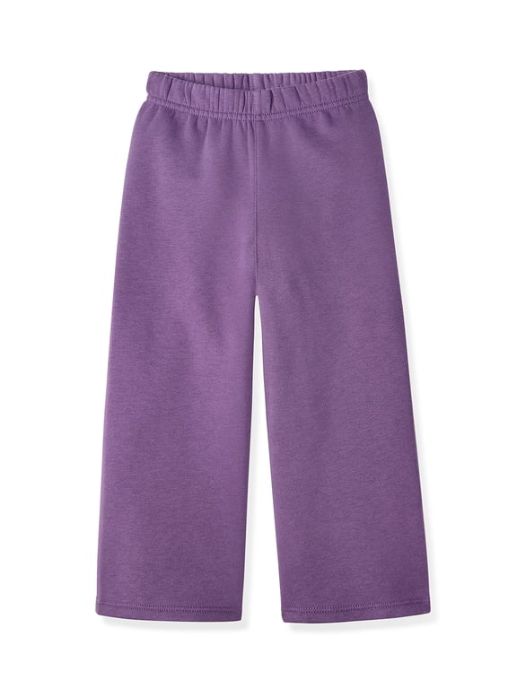Baby & Toddler Girls Fleece Sweatpants, Wide Leg, Sizes 0-6T