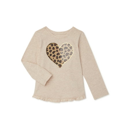 Garanimals Baby & Toddler Girls Leopard Print Sequin Long Sleeve T-Shirt, Sizes 12M-5T