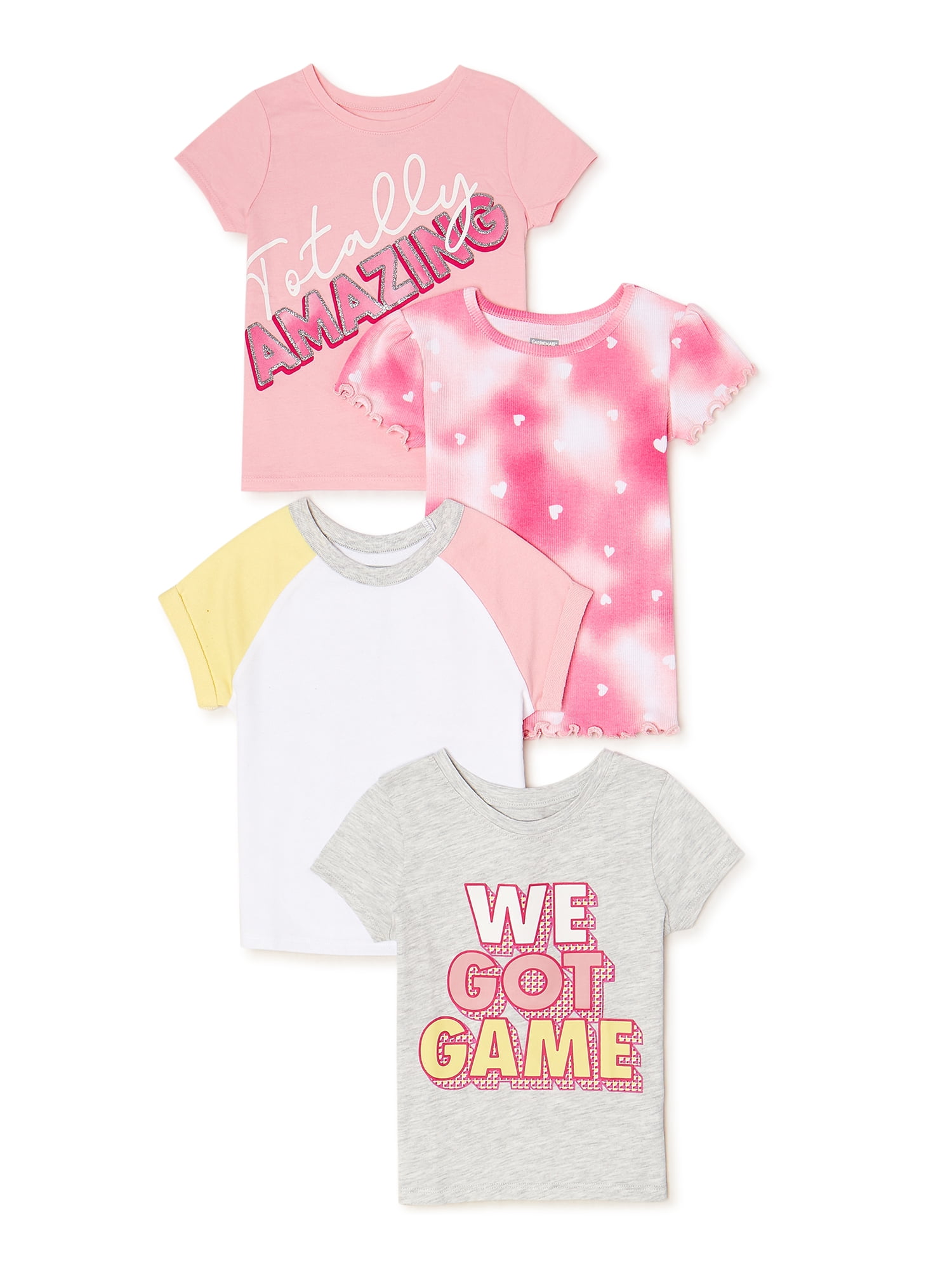 Garanimals Baby & Toddler Girls’ Raglan and Ribbed TShirt Multipack, 4