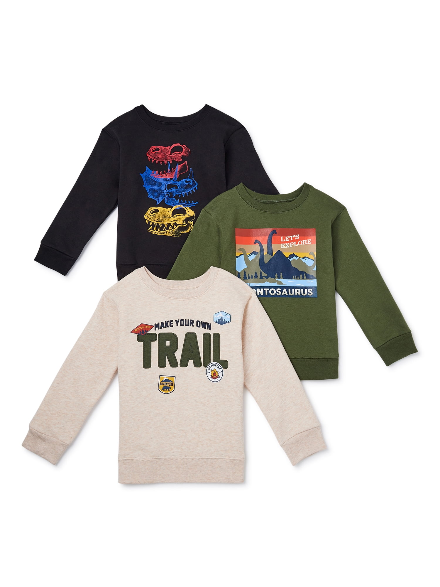 Garanimals Baby and Toddler Boy Fleece Sweatshirts Multipack, 3Pack