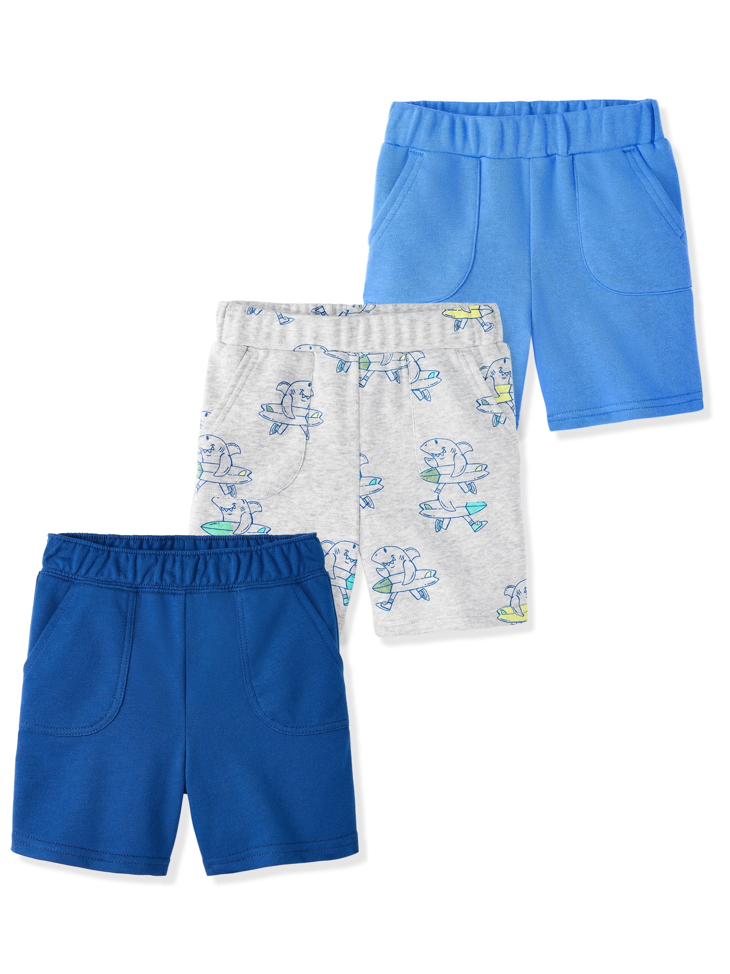 Garanimals Newborn, Baby & Toddler Boy Cotton French Terry Pull-On Shorts, 3-Pack, Sizes 0-6T
