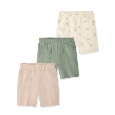 Garanimals Newborn, Baby & Toddler Boy Cotton French Terry Pull-On Shorts, 3-Pack, Sizes 0-6T