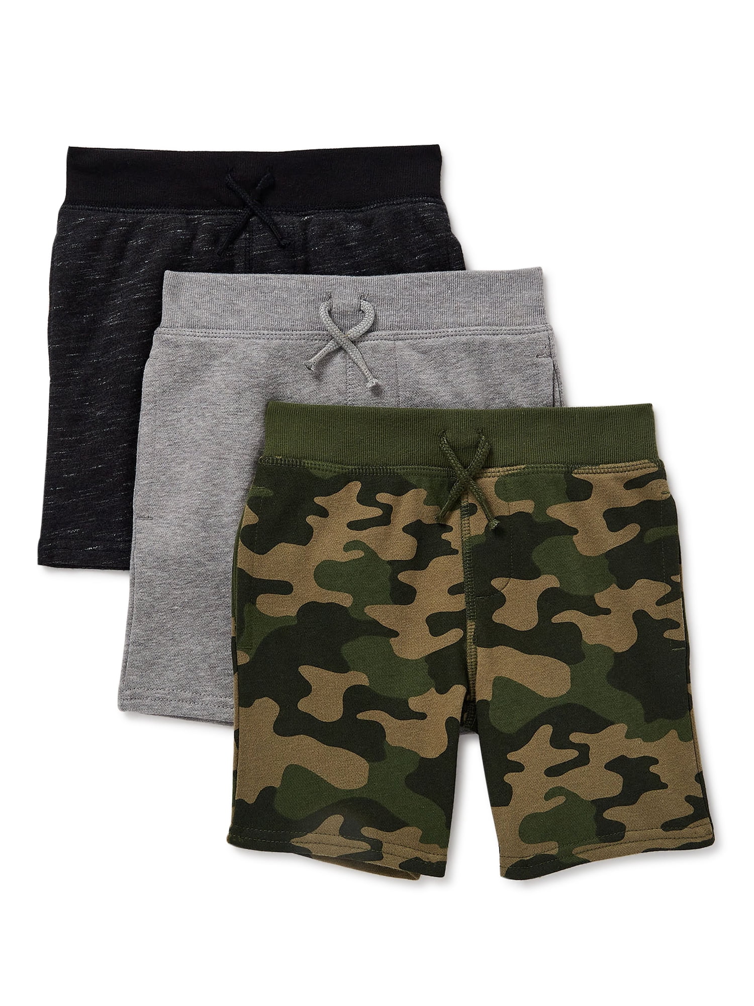 Garanimals Baby and Toddler Boy French Terry Shorts Multipack, 3Pack, Sizes 12M5T