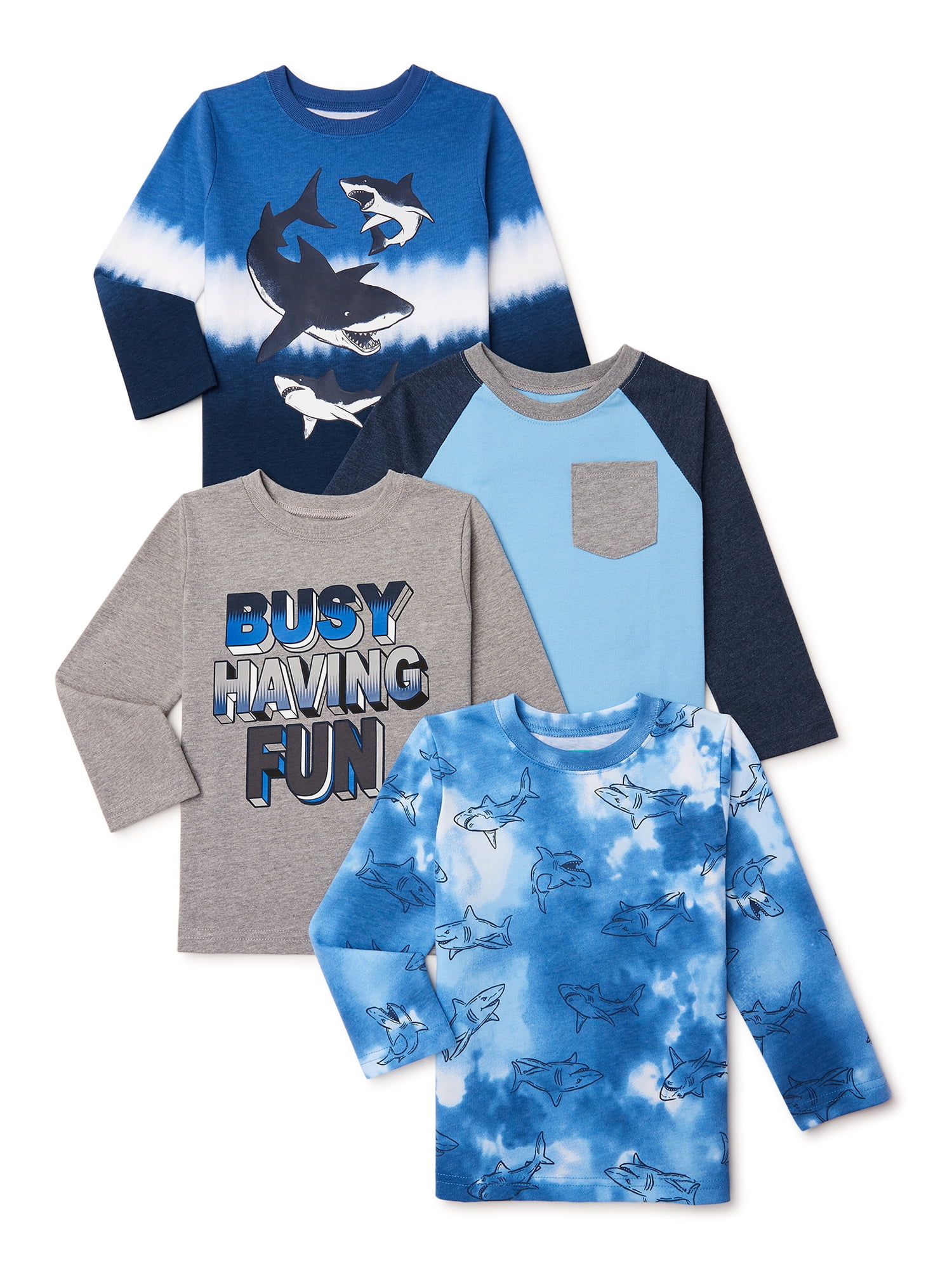 Garanimals Baby and Toddler Boy Graphic LongSleeve TShirt Multipack, 4Pack, Sizes 12M5T