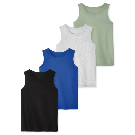 Garanimals Baby & Toddler Boy Cotton Solid Tank Tops, 4-Pack, 0M–6T
