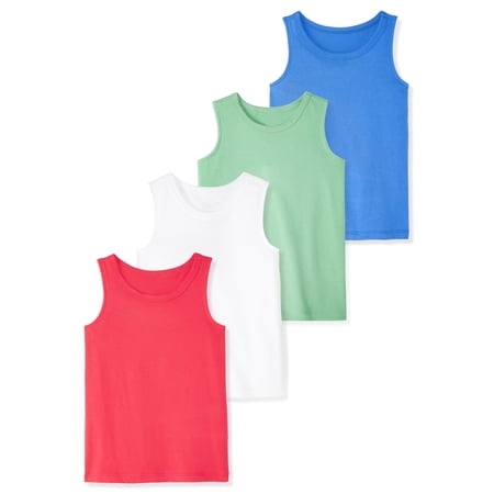 Garanimals Newborn, Baby & Toddler Boy Cotton Solid Tank Tops, 4-Pack, Sizes 0-6T