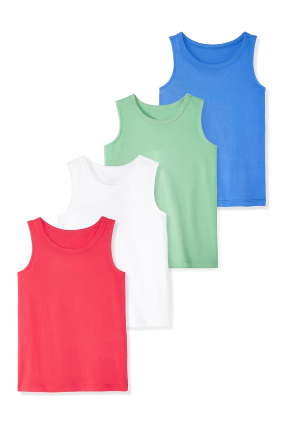 Newborn Baby Boy Cotton Solid Tank Tops, 4-Pack, 0M–12M
