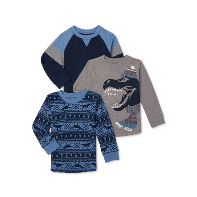 Garanimals Baby and Toddler Boy LongSleeve Thermal TShirt Multipack, 3Pack, Sizes 12M5T