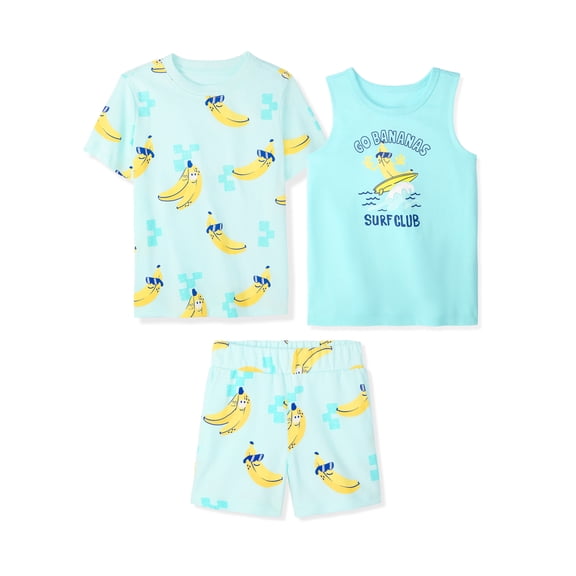 Garanimals Baby & Toddler Boy Cotton 3-Piece Set, Graphic T-Shirt, Tank Top & Pull-On Shorts, 0M–6T