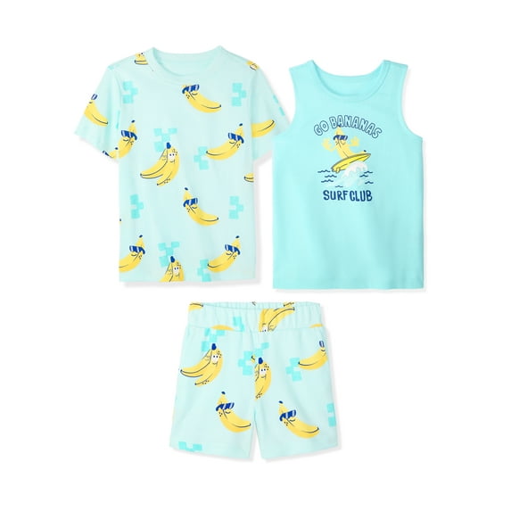 Garanimals Newborn, Baby & Toddler Boy Cotton 3-Piece Set, Graphic T-Shirt, Tank Top & Pull-On Shorts, Sizes 0-6T