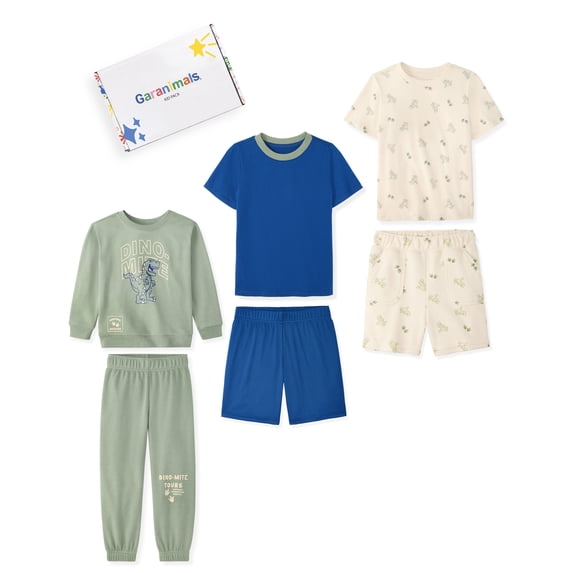 Garanimals Newborn, Baby & Toddler Boy Cotton 6-Piece Outfit Sets, Graphic Tops & Pull-On Bottoms, Sizes 0-6T