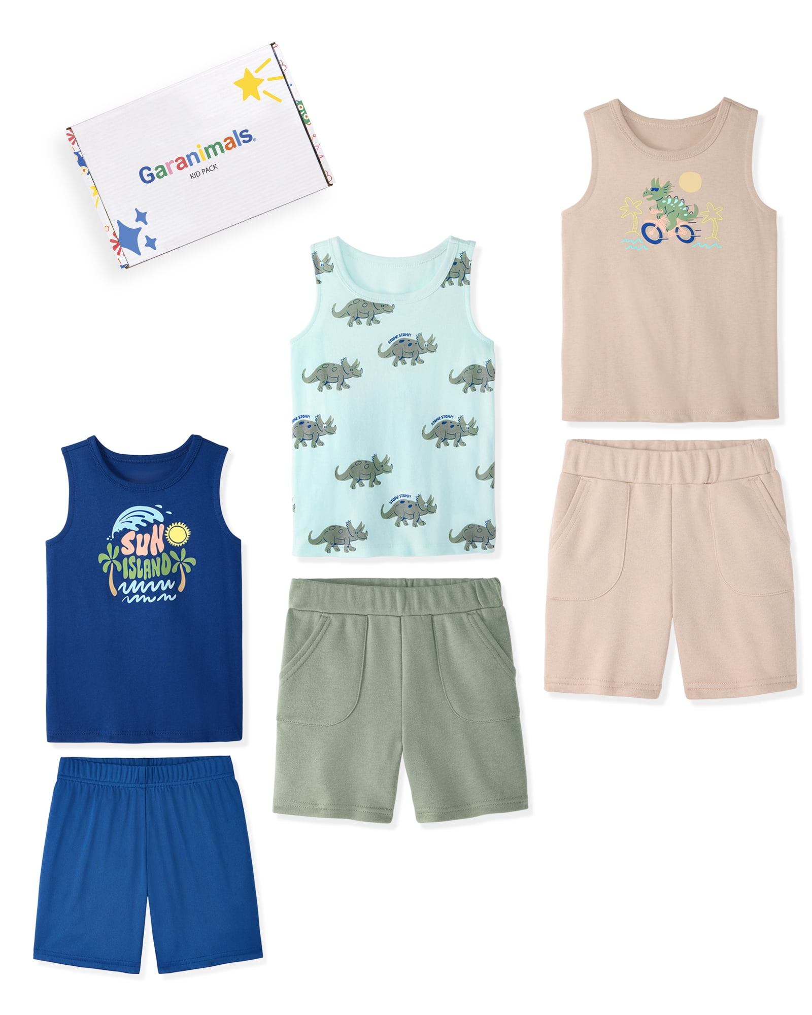 Garanimals Newborn, Baby & Toddler Boy Cotton 6-Piece Outfit Sets, Graphic Tops & Pull-On Bottoms, Sizes 0-6T