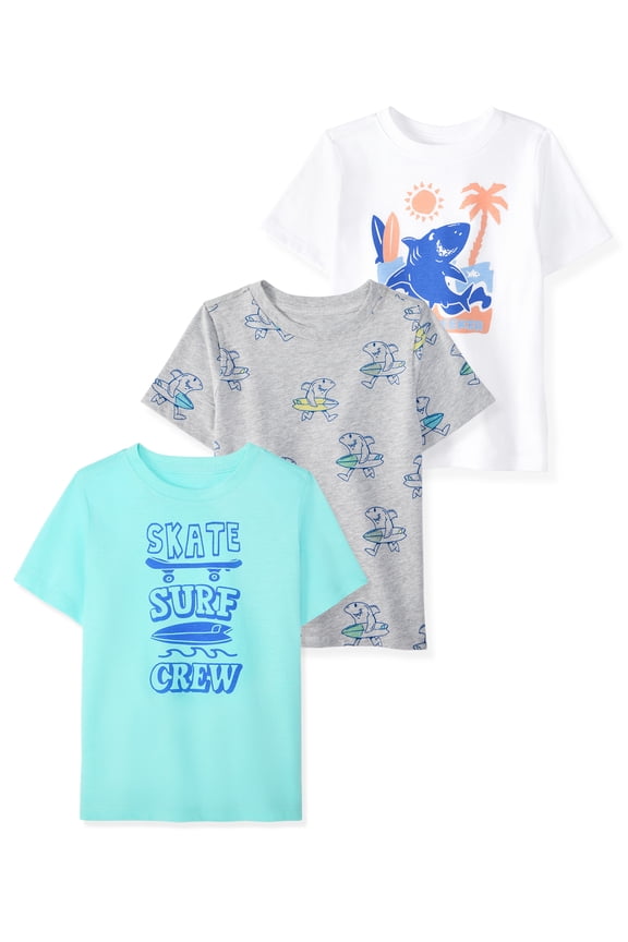 Baby & Toddler Boy Cotton Short-Sleeve Graphic T-Shirts, 3-Pack, 0M–6T