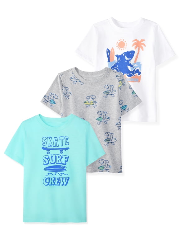 Baby & Toddler Boy Cotton Short-Sleeve Graphic T-Shirts, 3-Pack, 0M–6T