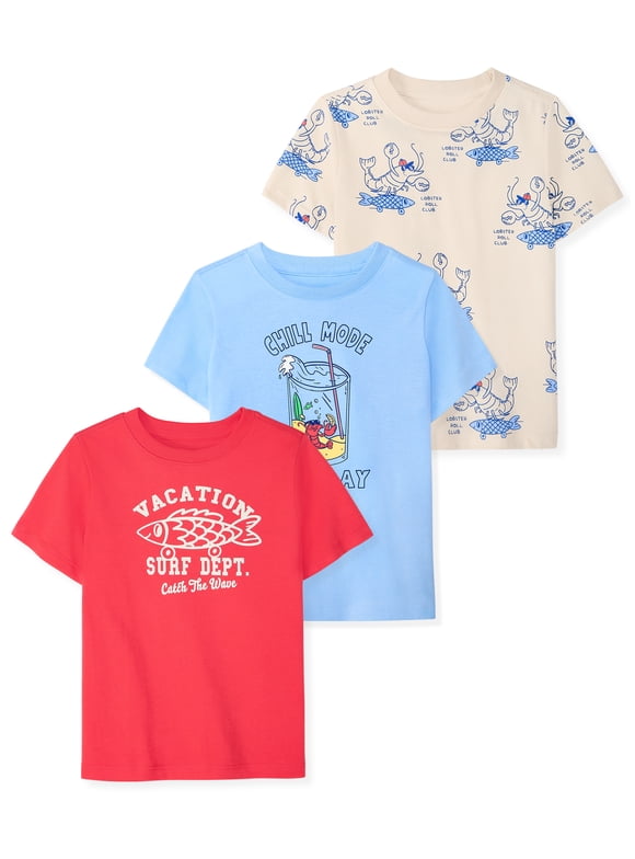 Baby & Toddler Boy Cotton Short-Sleeve Graphic T-Shirts, 3-Pack, 0M–6T