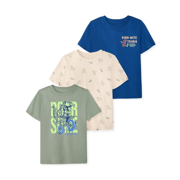 Garanimals Newborn, Baby & Toddler Boy Cotton Short-Sleeve Graphic T-Shirts, 3-Pack, Sizes 0-6T