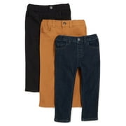 Garanimals Baby and Toddler Boy Slim Fit Denim Jeans and Twill Pants Multipack, 3-Pack, Sizes 12M-5T