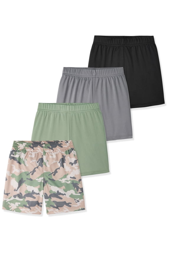 Baby & Toddler Boy Lightweight Active Shorts, Mesh & Solid, 4-Pack, 0M–6T