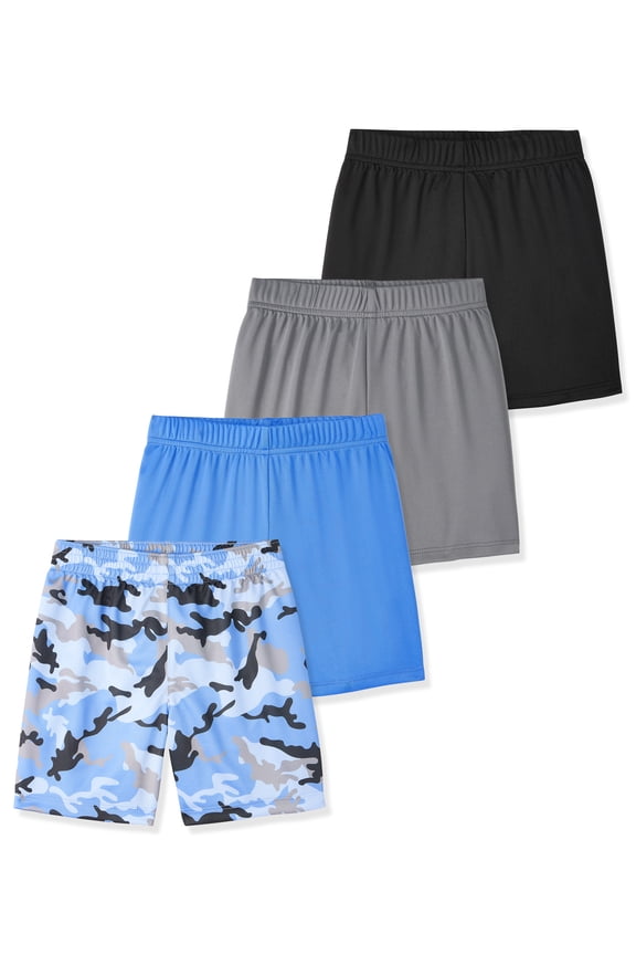 Baby & Toddler Boy Lightweight Active Shorts, Mesh & Solid, 4-Pack, 0M–6T