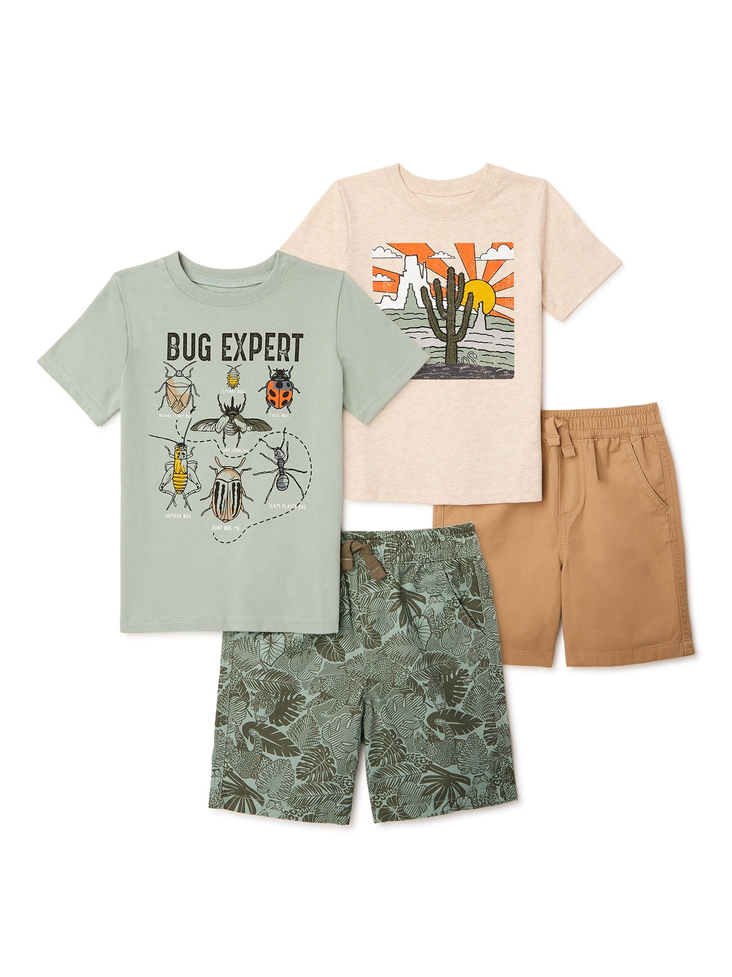 Garanimals Baby and Toddler Boy TShirt and Shorts Outfit Set, 4Piece