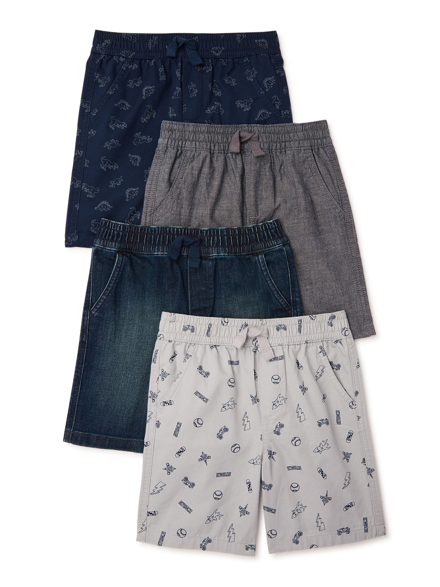 Garanimals Baby and Toddler Boy Woven Shorts, 4-Pack, Sizes 12M-5T