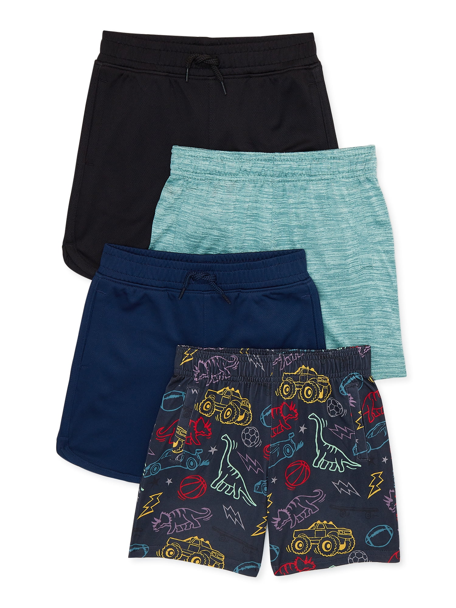 Garanimals Baby and Toddler Boys Print and Solid Shorts, 4Pack, Sizes