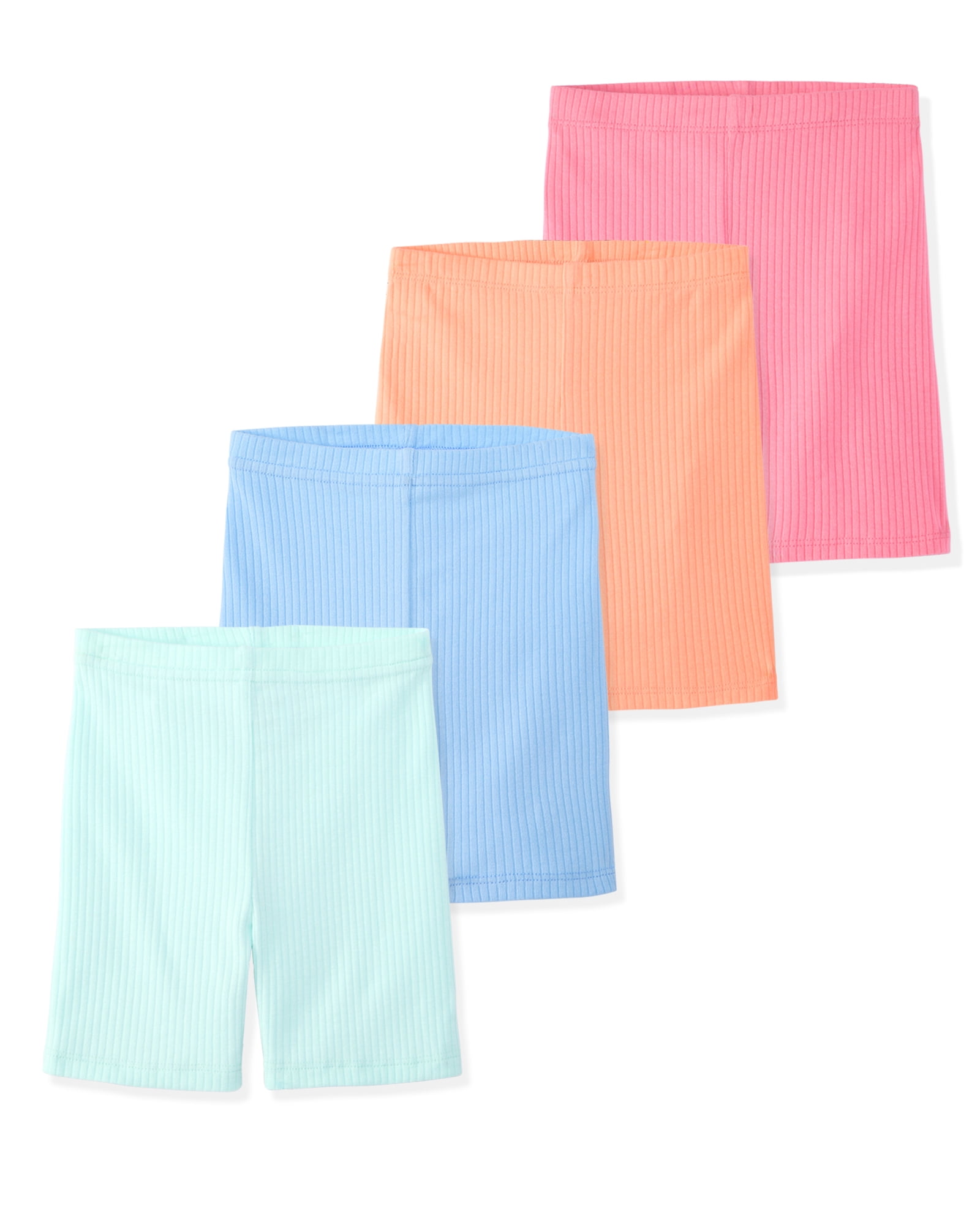 Garanimals Newborn, Baby & Toddler Girl Ribbed Cotton Biker Shorts, 4-Pack, Sizes 0-6T