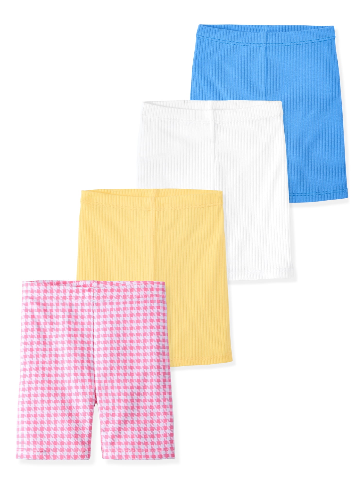 Garanimals Newborn, Baby & Toddler Girl Ribbed Cotton Biker Shorts, Prints & Solids, 4-Pack, Sizes 0-6T
