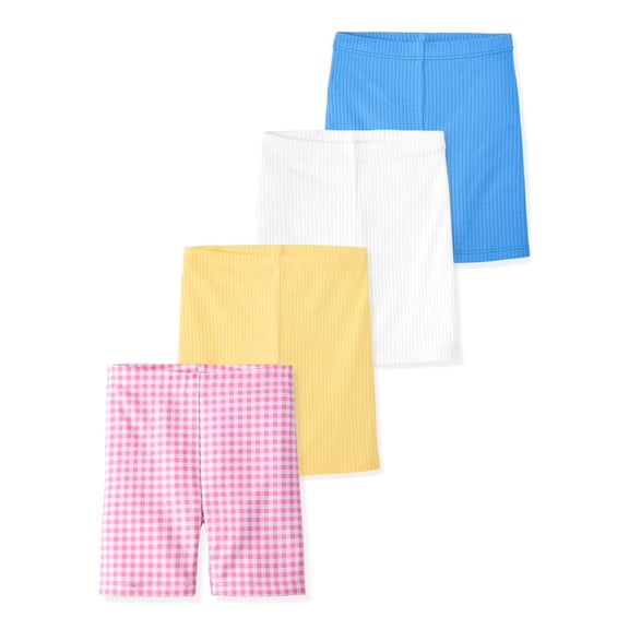 Garanimals Baby & Toddler Girl Ribbed Cotton Biker Shorts, Prints & Solids, 4-Pack, 0M–6T